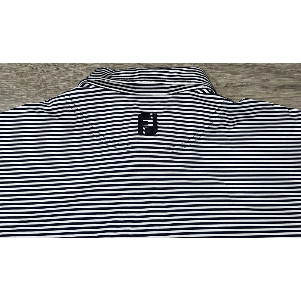 FJ Footjoy Mens Golf Polo Shirt Short Sleeve Blue & White Stripes Large - Picture 7 of 9